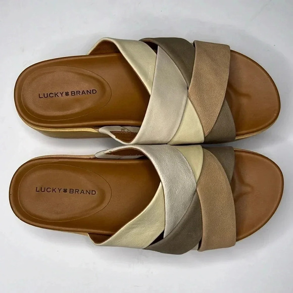 Lucky Brand leather 2.5inch Dikona Wedge Sandals size 8 - Picture 2 of 6